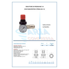PACK RIDUTTORE 1/4 + MANOMOMETRO E PRESA 1/4 PZ.1