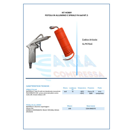 KIT HOBBY PISTOLA ALLUM. E SPIRALE PA 6x8 MT.5