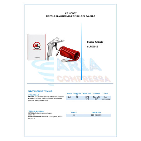 KIT HOBBY PISTOLA ALLUM. E SPIRALE PA 6x8 MT.5
