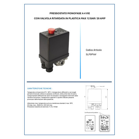 PRESSOSTATO MONOFASE A 4 VIE